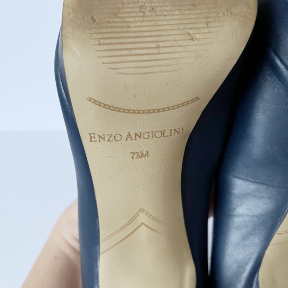 Enzo Angiolini Leather Open Toe Pumps Blue 7.5 - Picture 8 of 9